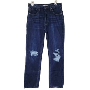 Kancan Dixon Ultra High Rise 90s Distressed Dark Blue Denim Boyfriend Jeans 28